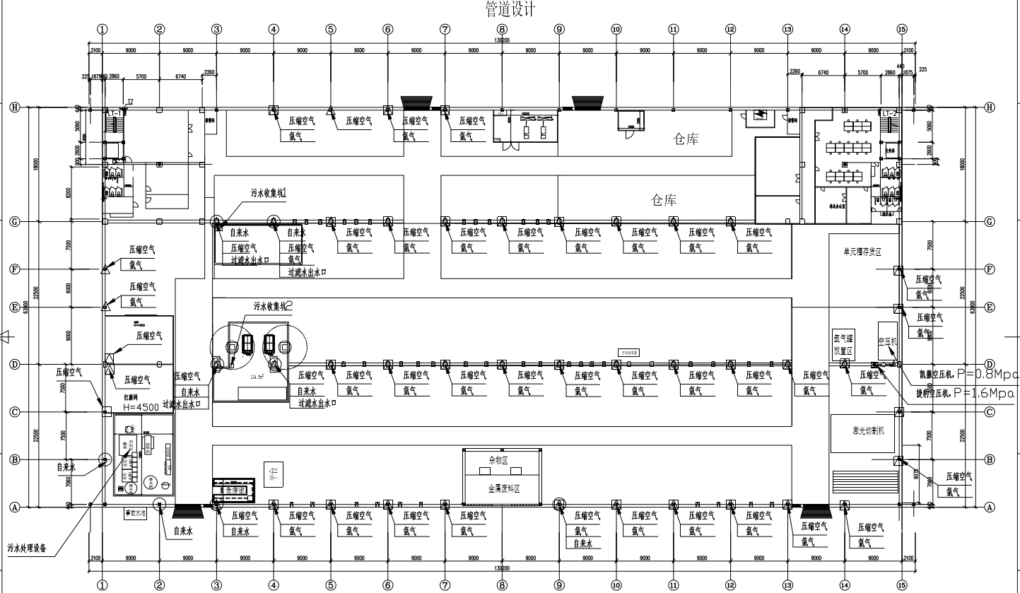 工廠車間氫氣管道改造設(shè)計(jì)圖紙